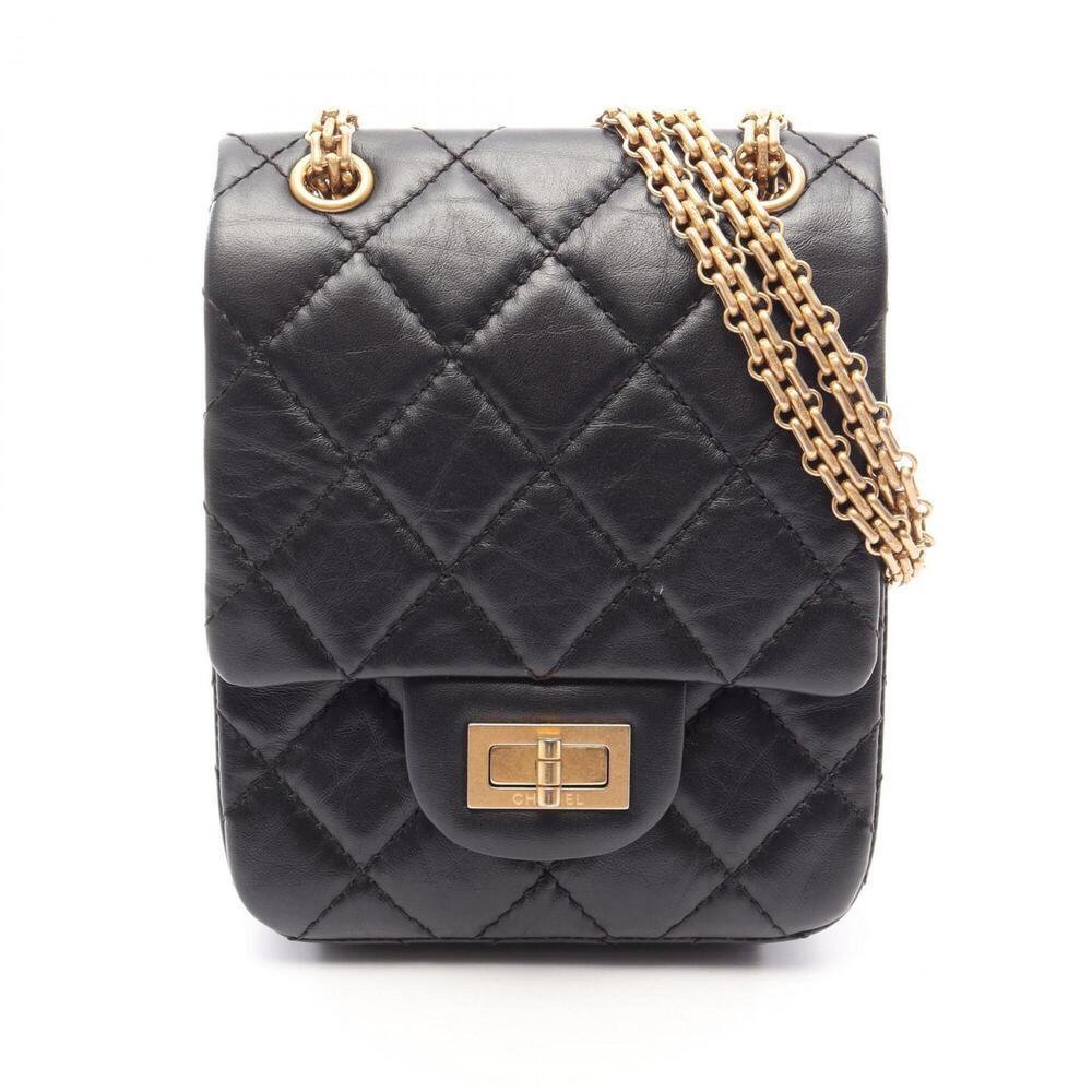 Chanel 2.55 Matelassé Shoulder Bag/Handbag, Calfskin Leather, Women's, Black ...